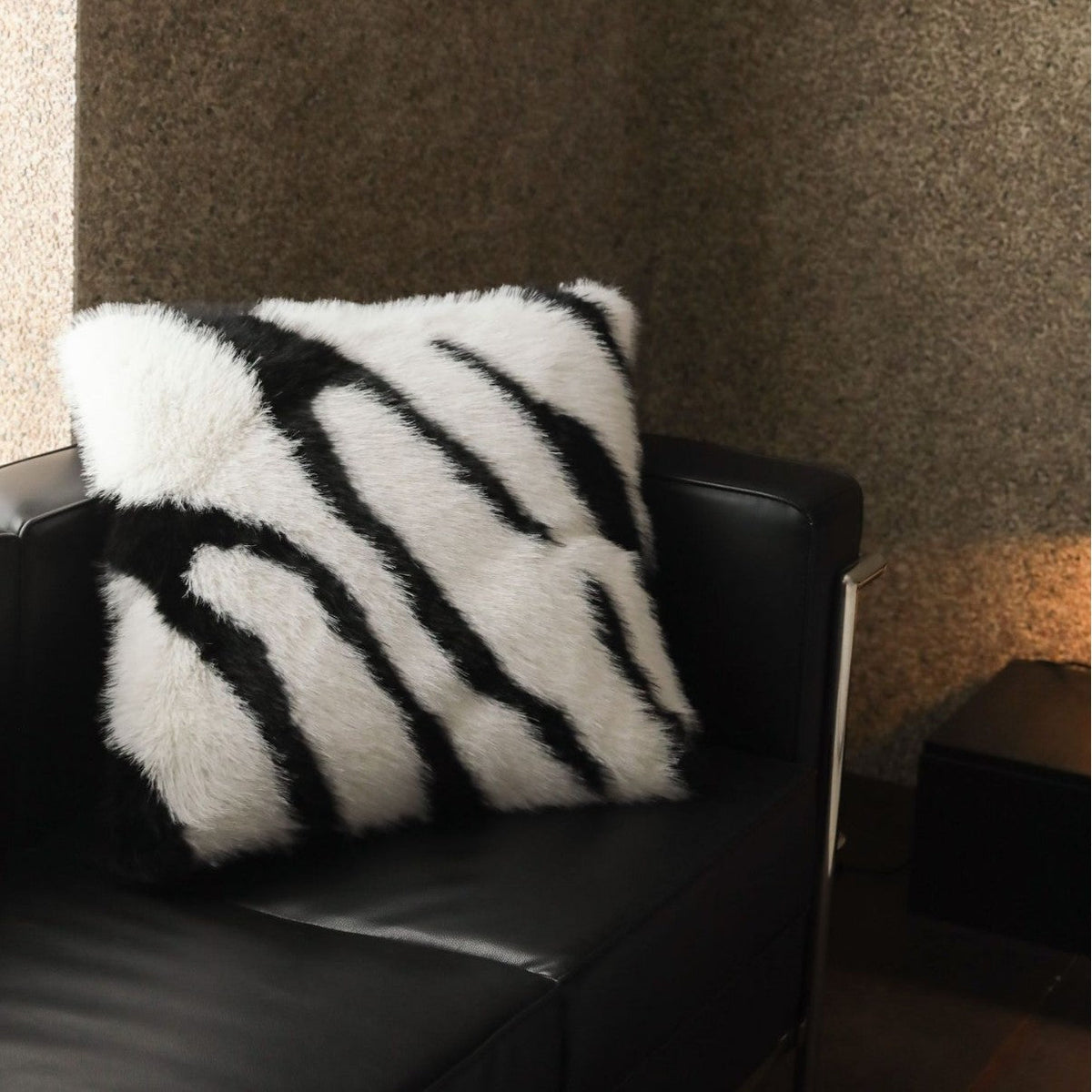 Faux fur bedspread with zebra design and extra fluffy texture — product view 7