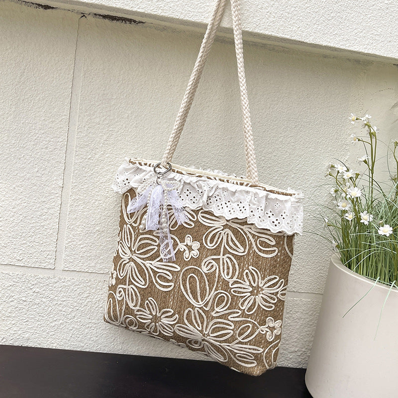 Elegant and Lightweight Handbag with Lace Edge LoungeYard — product view 4