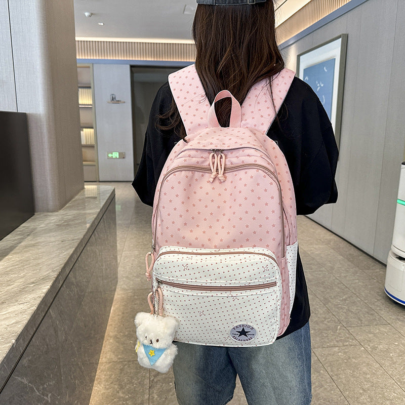 Playful Star-Patterned School Backpack LoungeYard — product view 2