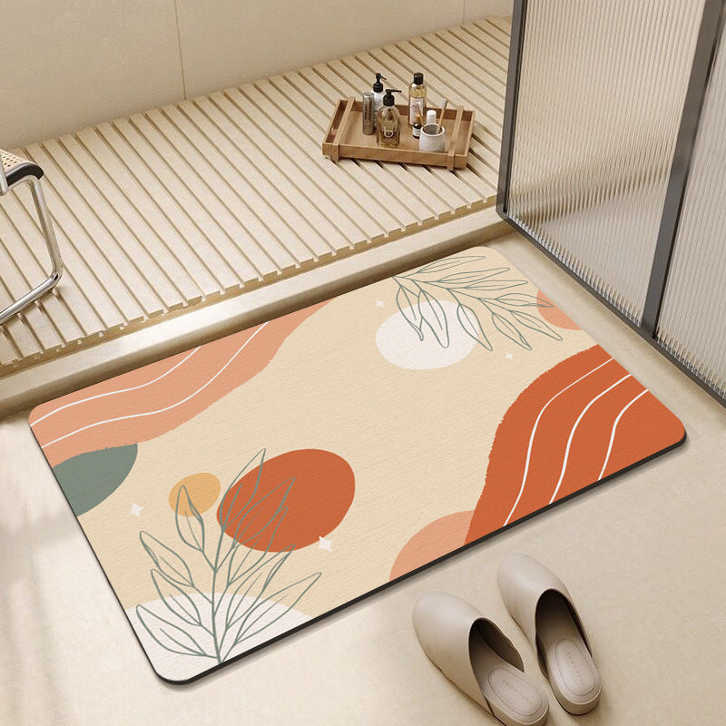 Abstract Floral Design Bath Mat Bowlift — product view 2