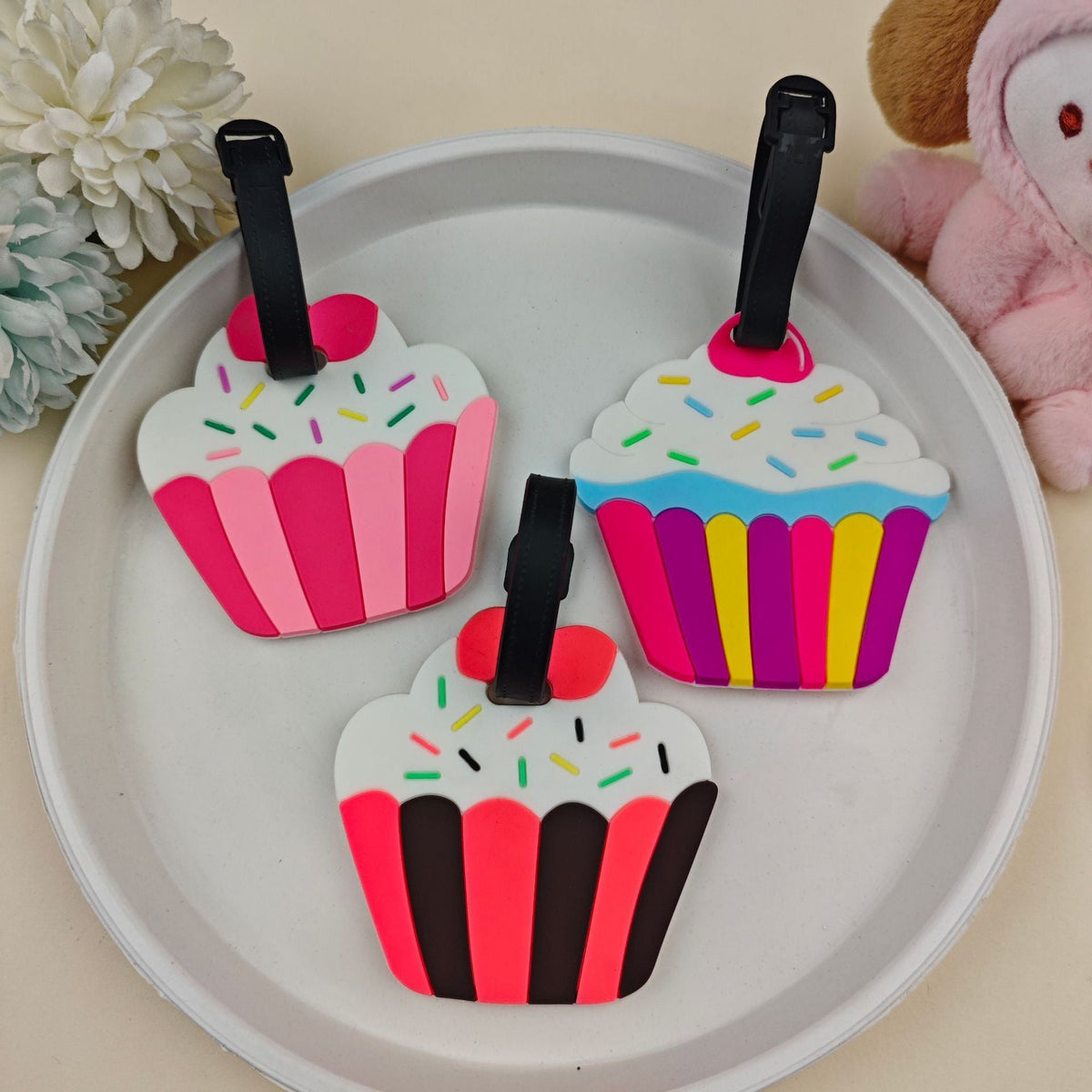 Unisex Luggage Tag in Cupcake Design LoungeYard — product view 2
