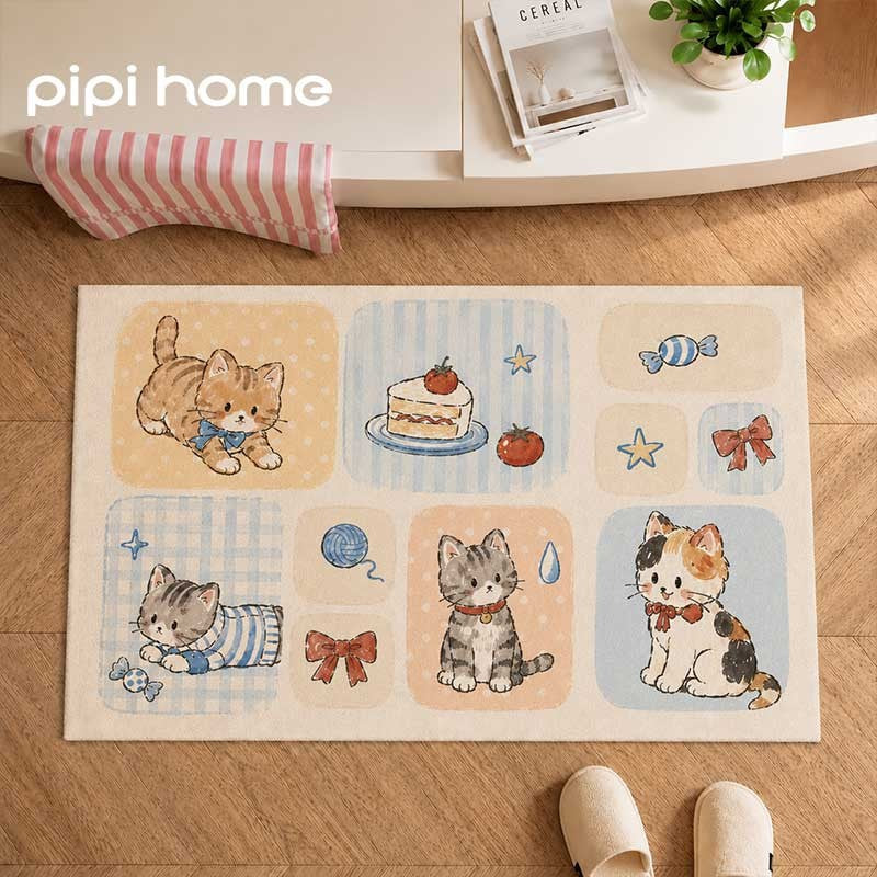 Cute Cat-Themed Indoor Area Rug Bowlift — product view 1
