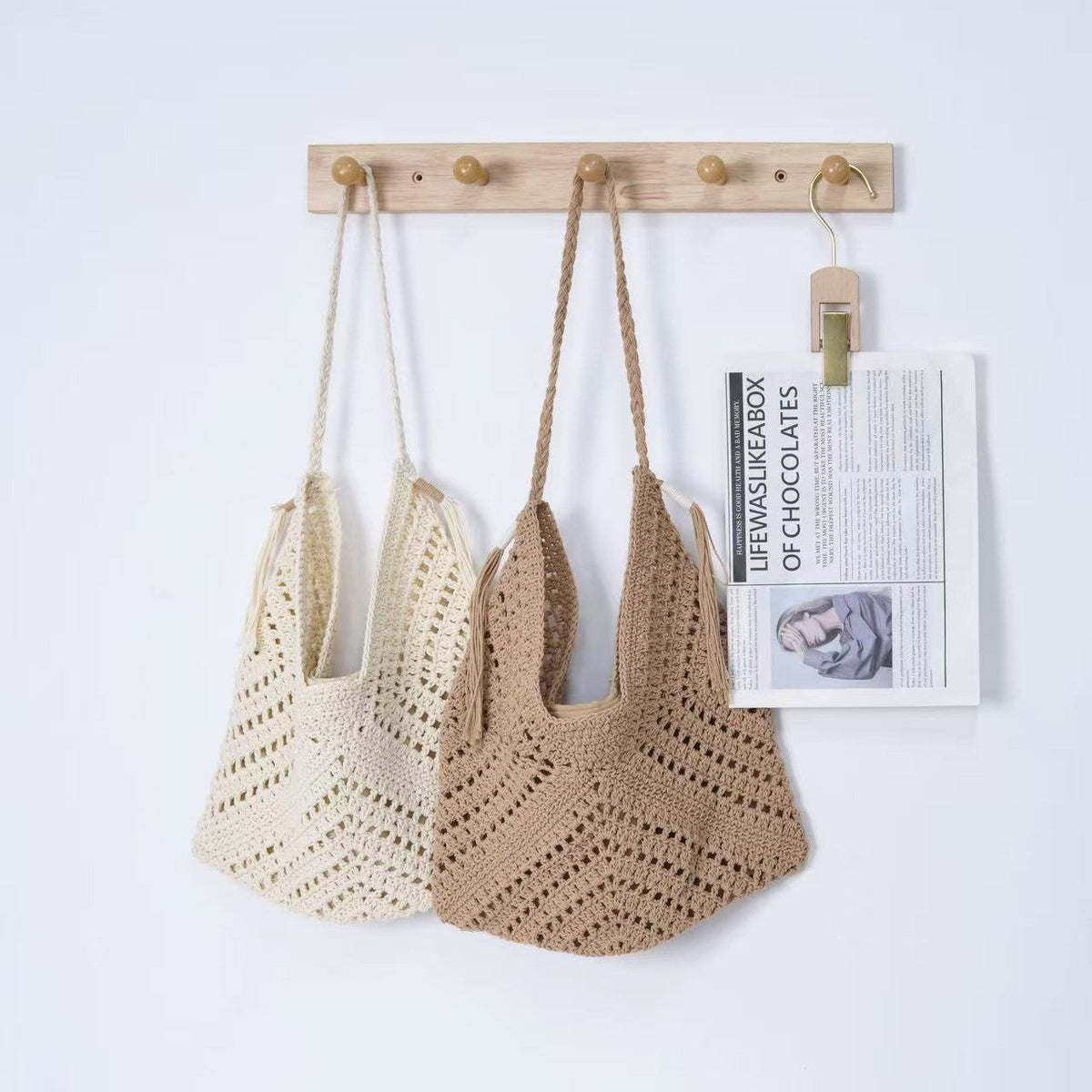 Handcrafted net tote bag LoungeYard — product view 3