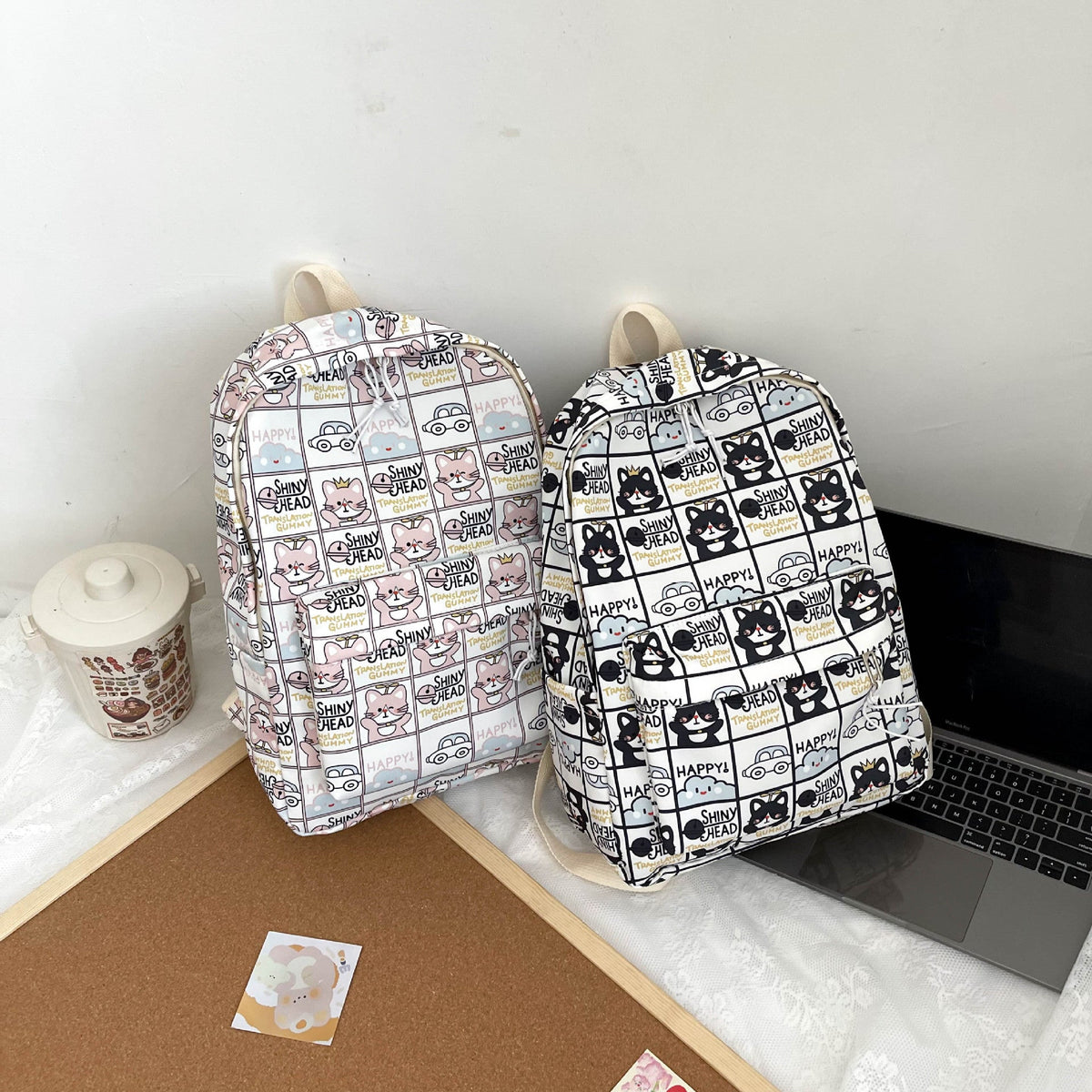 Cartoon Patterned Backpack LoungeYard — product view 3