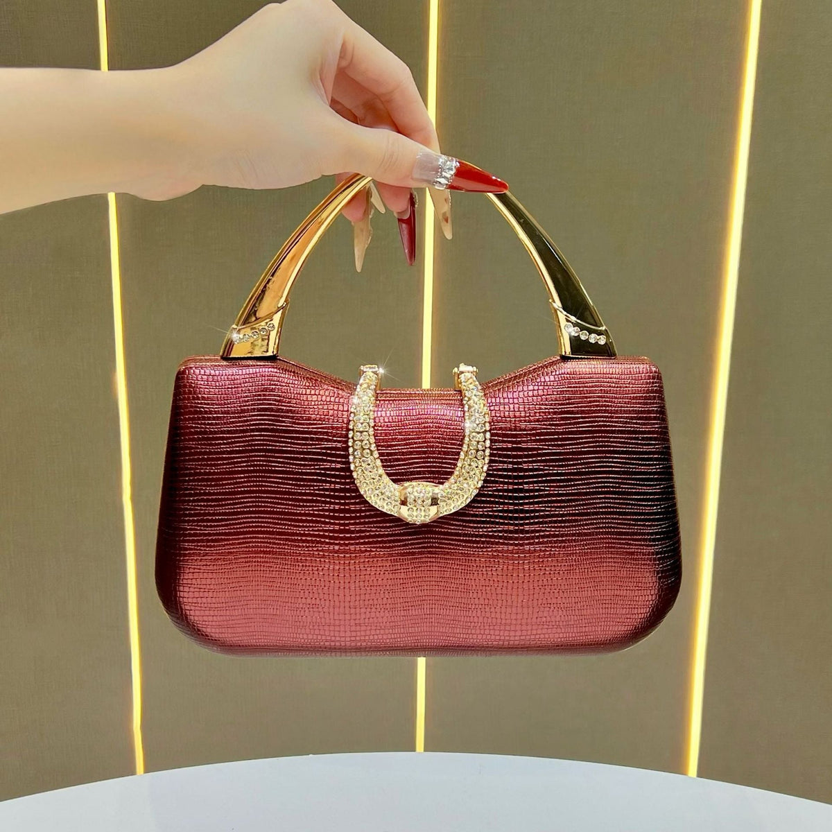 Crocodile-Effect Evening Handbag — product view 6
