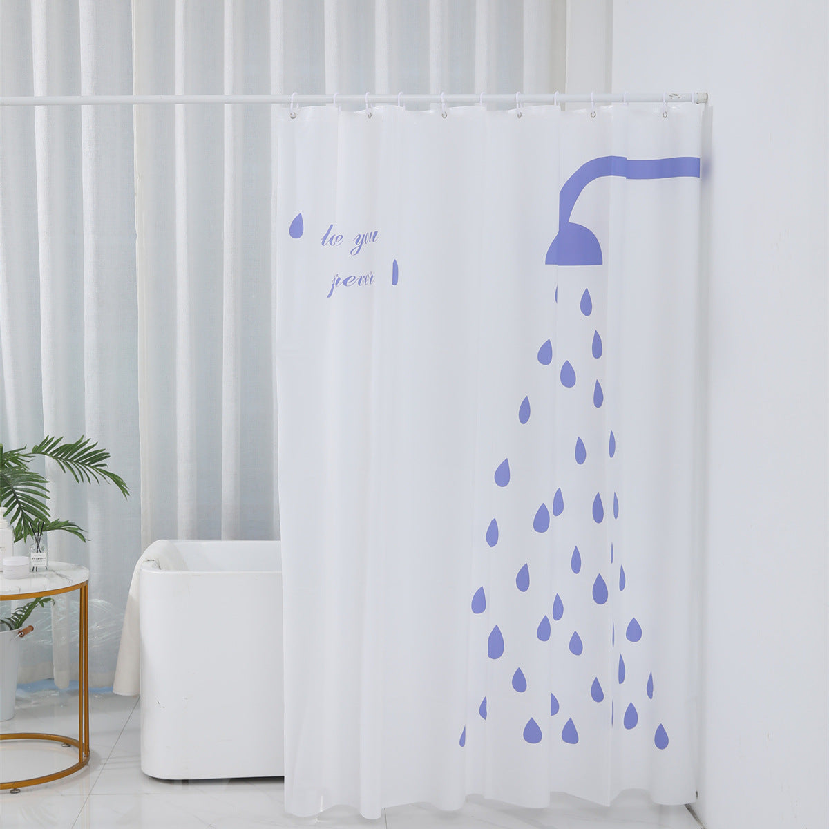 Inspirational Water Drop Shower Curtain LoungeYard — product view 4