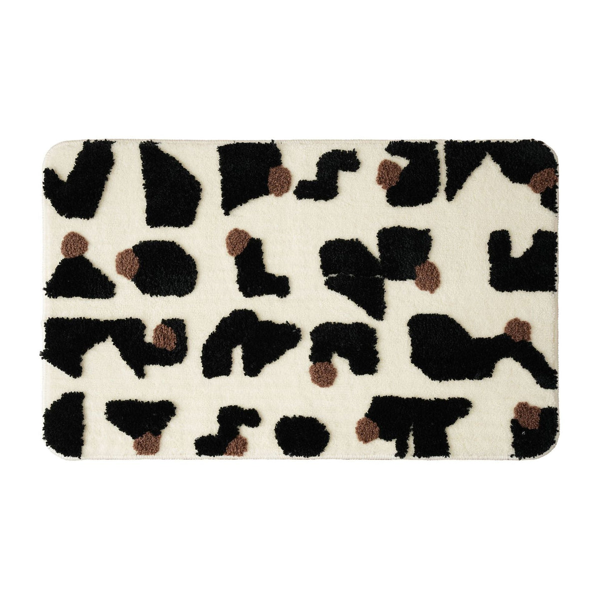Tufted bathroom mat in abstract leopard pattern with soft high pile LoungeYard — product view 5