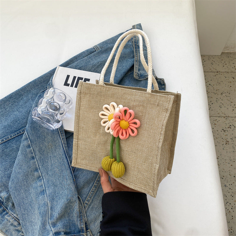 Decorative Floral Handcrafted Tote Bag — product view 7