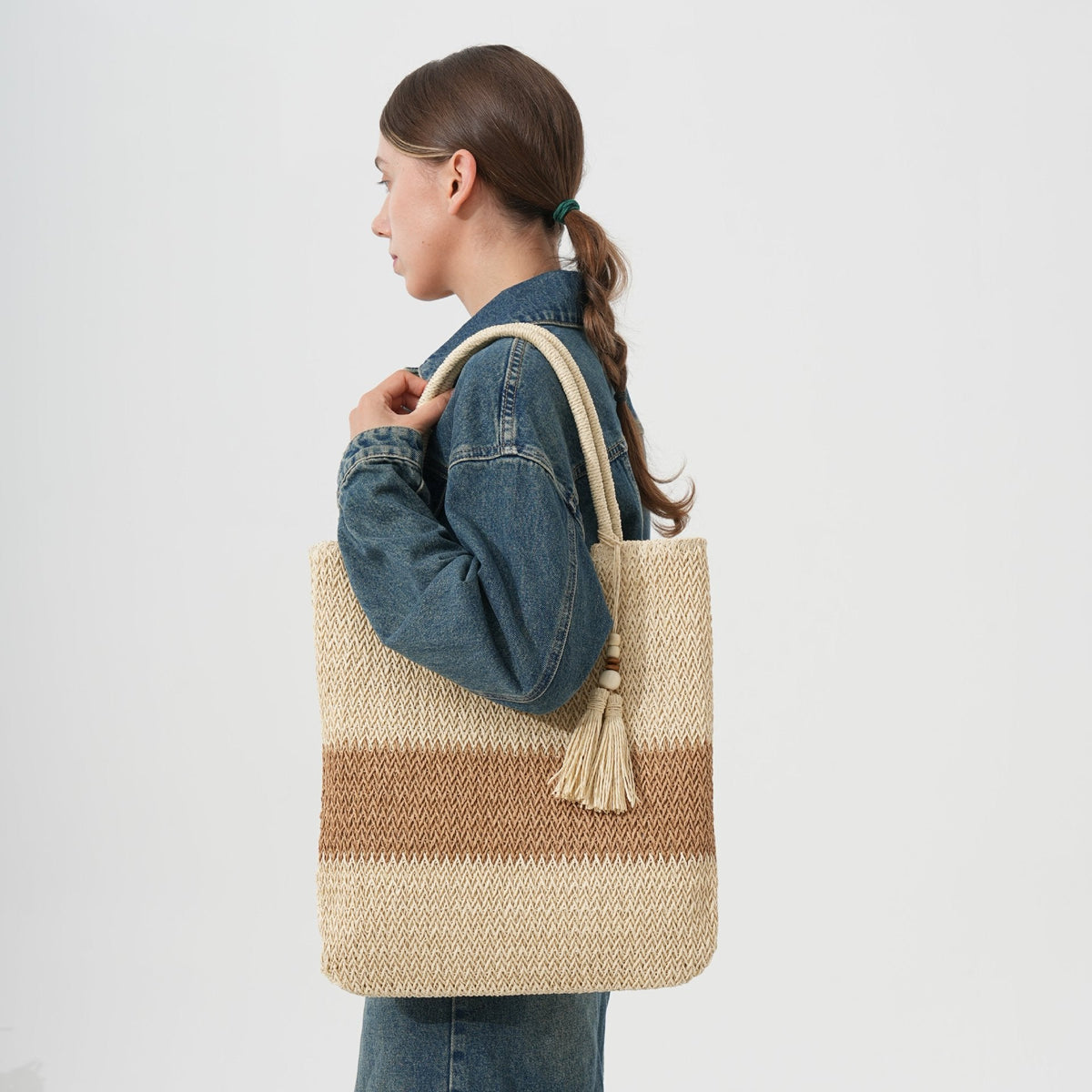 Exclusive and Handmade Beach Bag with Fringes LoungeYard — product view 2