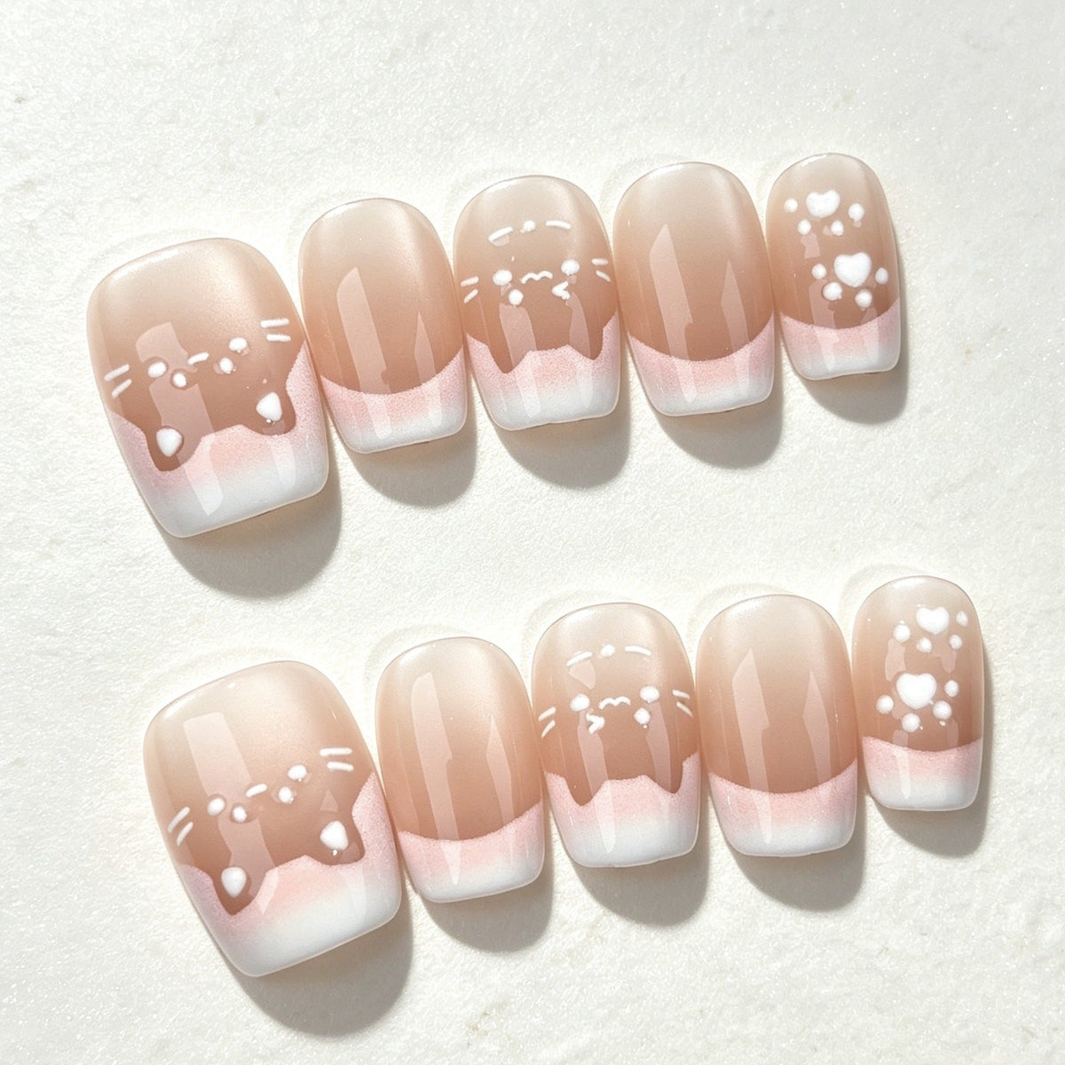 Artistic Press-On Nail Set with Whimsical Cat Designs — product view 3