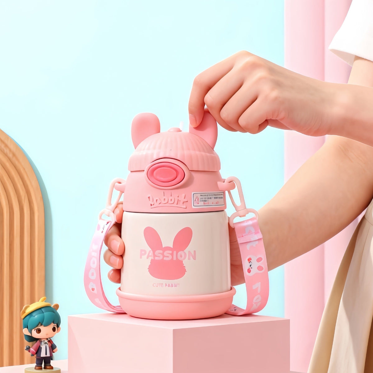 Ladies Insulated Children's Drinking Bottle with Practical Carrying Strap LoungeYard — product view 4