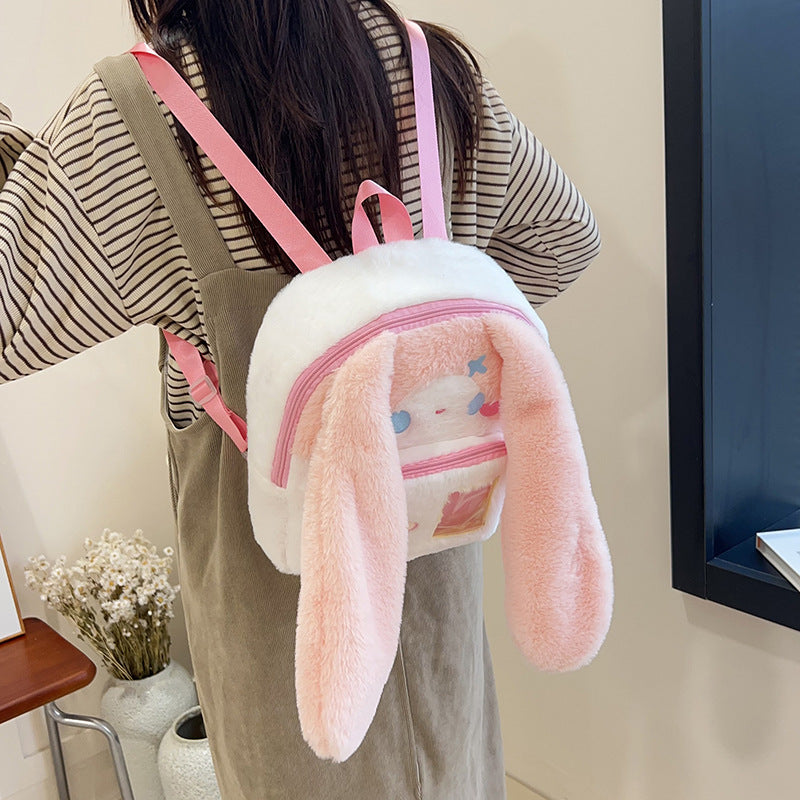 Plush Backpack in Cute Bunny Design LoungeYard — product view 1