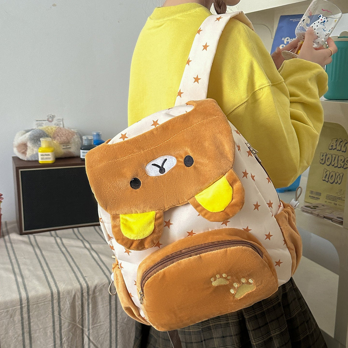 Cute Animal-Theme Plush Backpack LoungeYard — product view 3