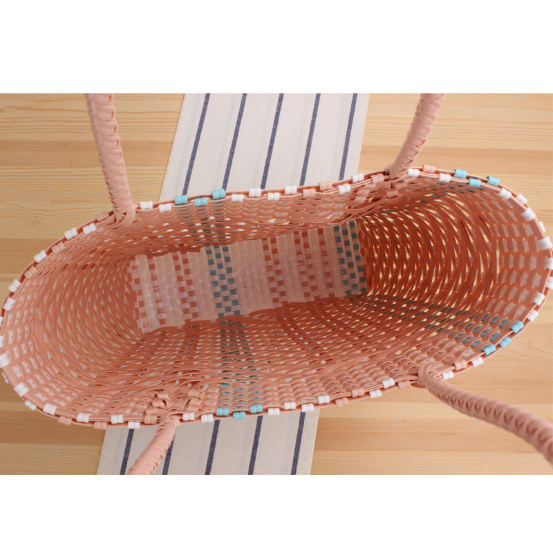 Braided beach bag with modern design and comfortable handles LoungeYard — product view 4