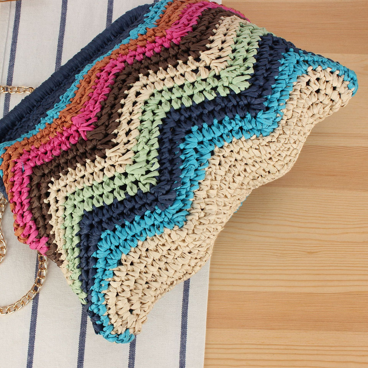 Handcrafted shoulder bag with cheerful wave pattern LoungeYard — product view 4