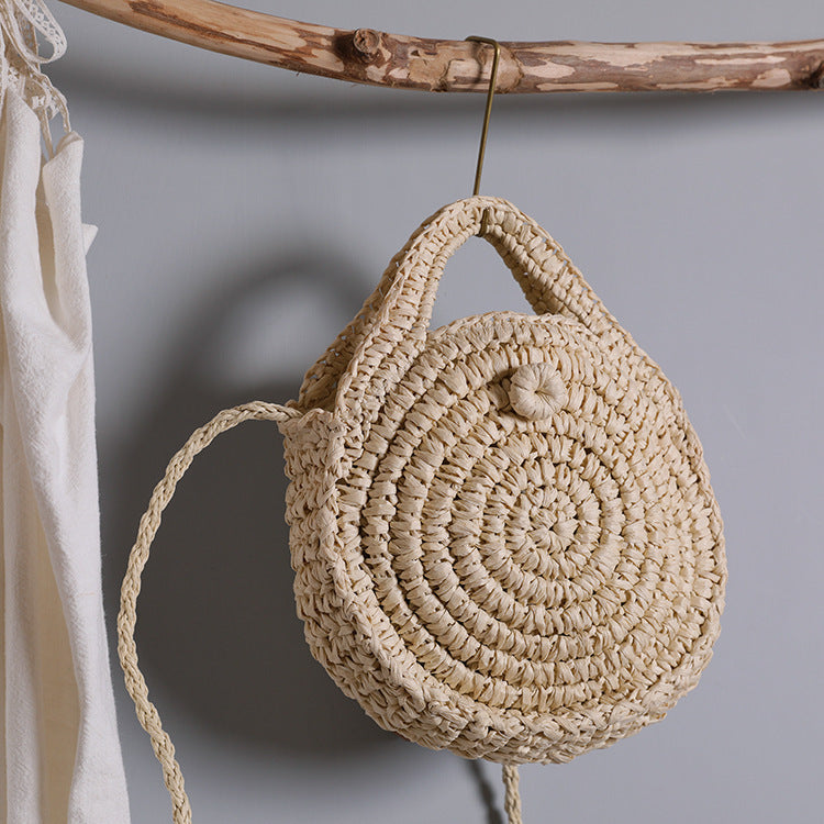 Handcrafted Round Wicker Bag with Elegant Closure LoungeYard — product view 2