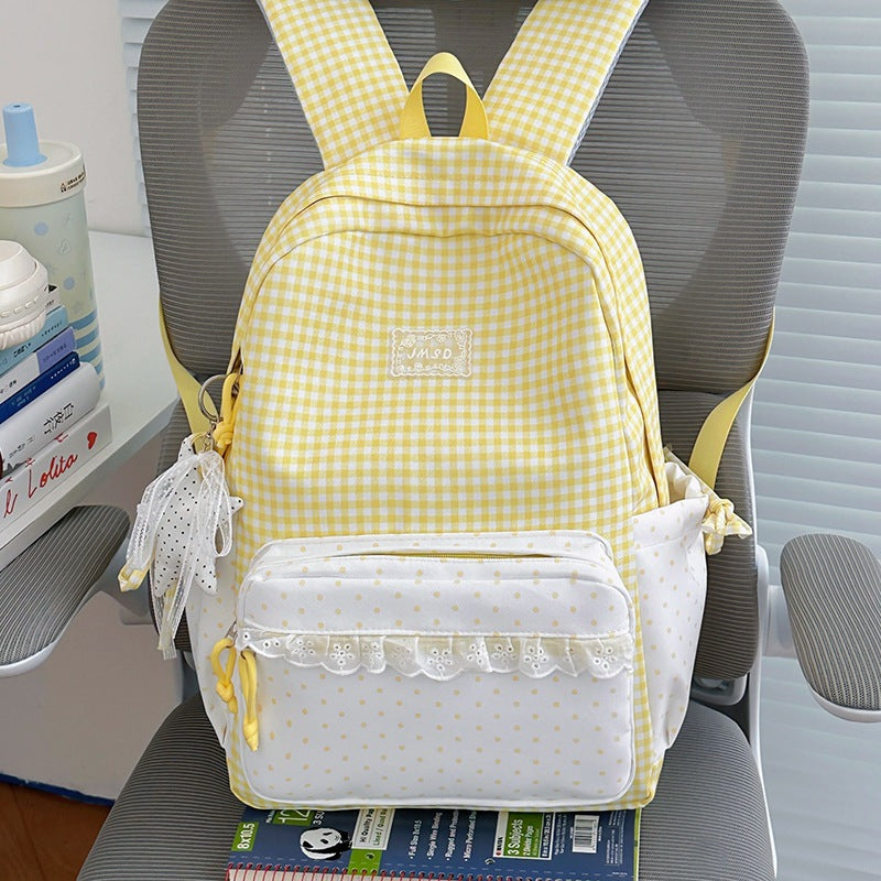 Stylish Gingham Pattern Backpack LoungeYard — product view 5