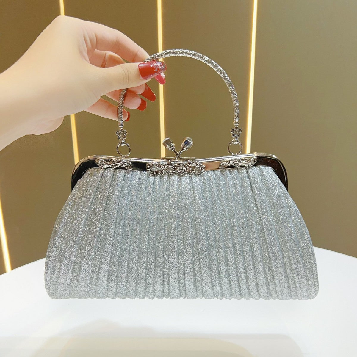 Pleated Glam Evening Handbag — product view 7