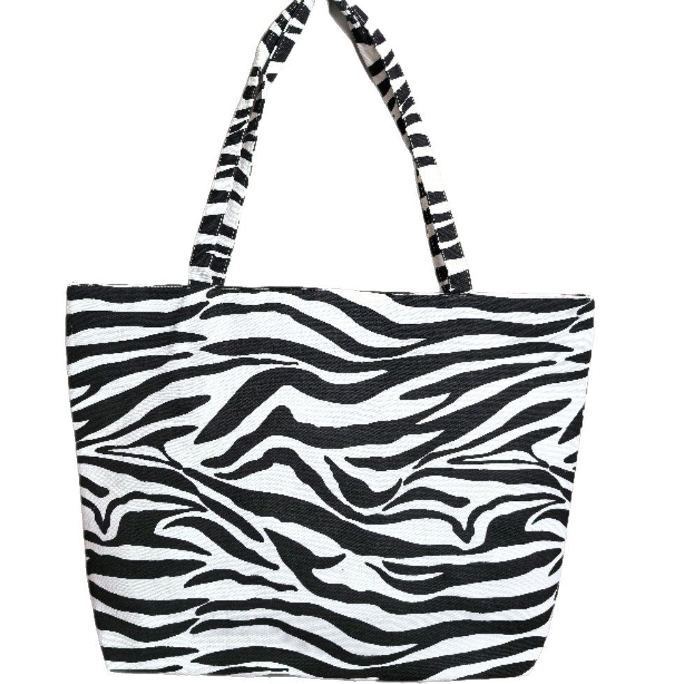 Large zebra design tote bag LoungeYard — product view 1