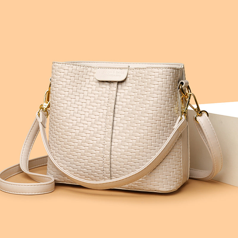 Woven Leather Bucket Bag — product view 3