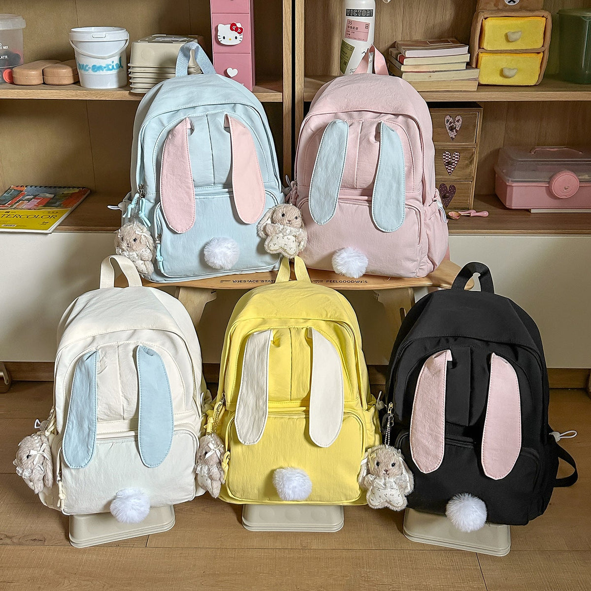 Cute Bunny-Ear School Backpack LoungeYard — product view 4
