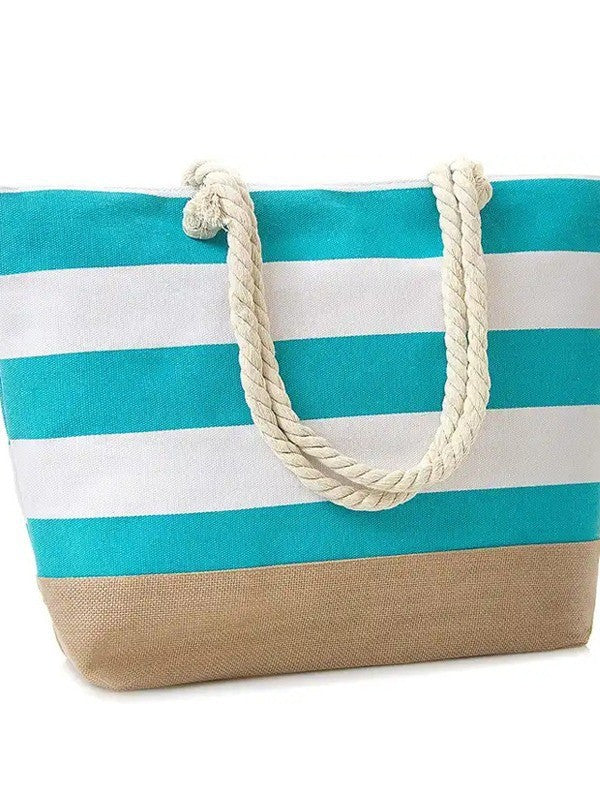 Beach bag with maritime stripes and sturdy rope handles LoungeYard — product view 7
