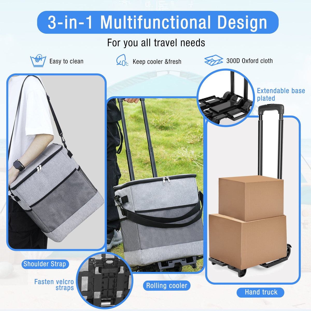Insulated Rolling Cooler LoungeYard — product view 2
