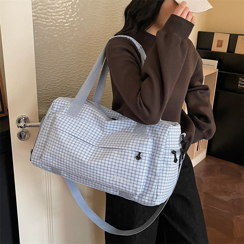 Grid Patterned Travel Duffel Bag LoungeYard — product view 4