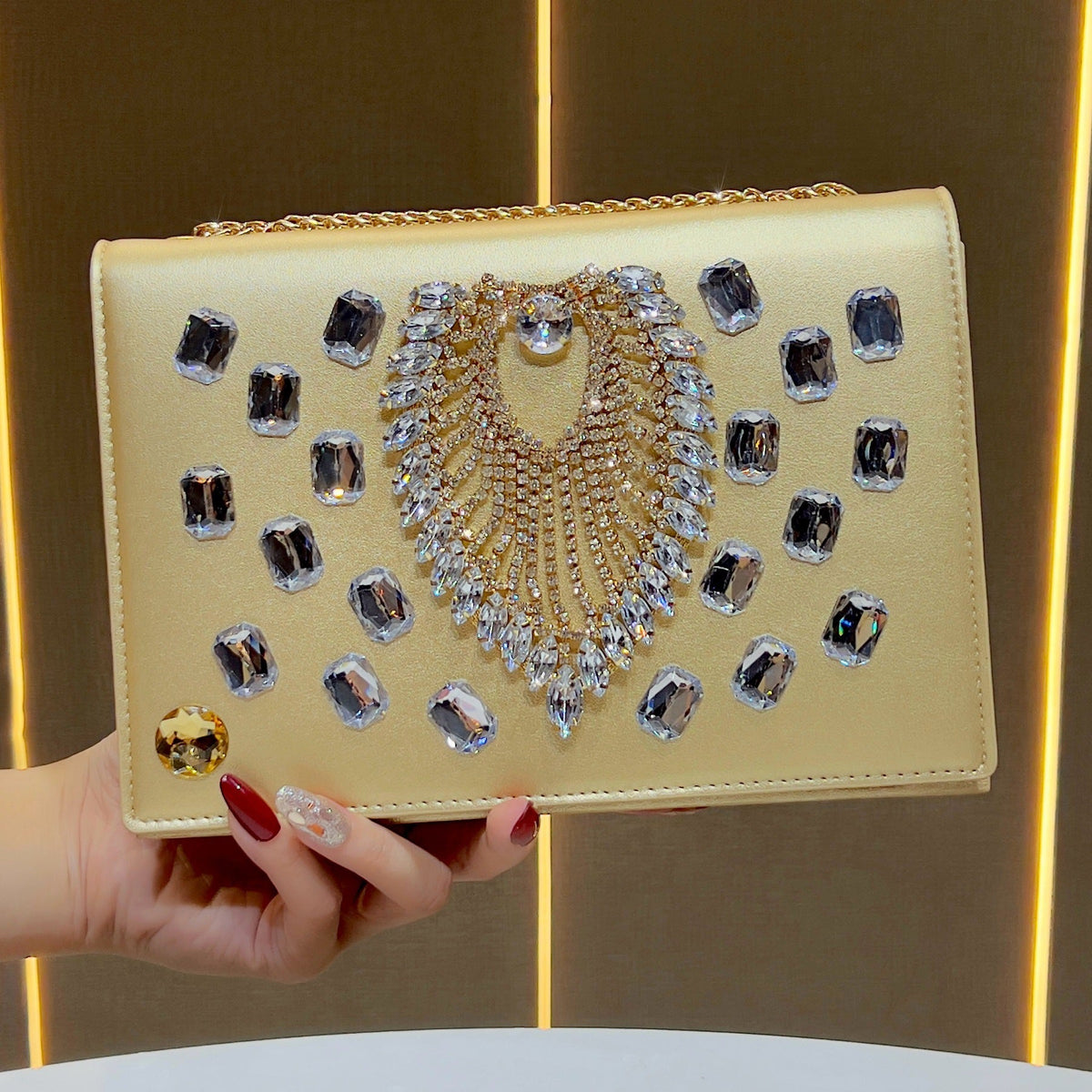 Decorative Crystal-Embellished Evening Clutch — product view 3