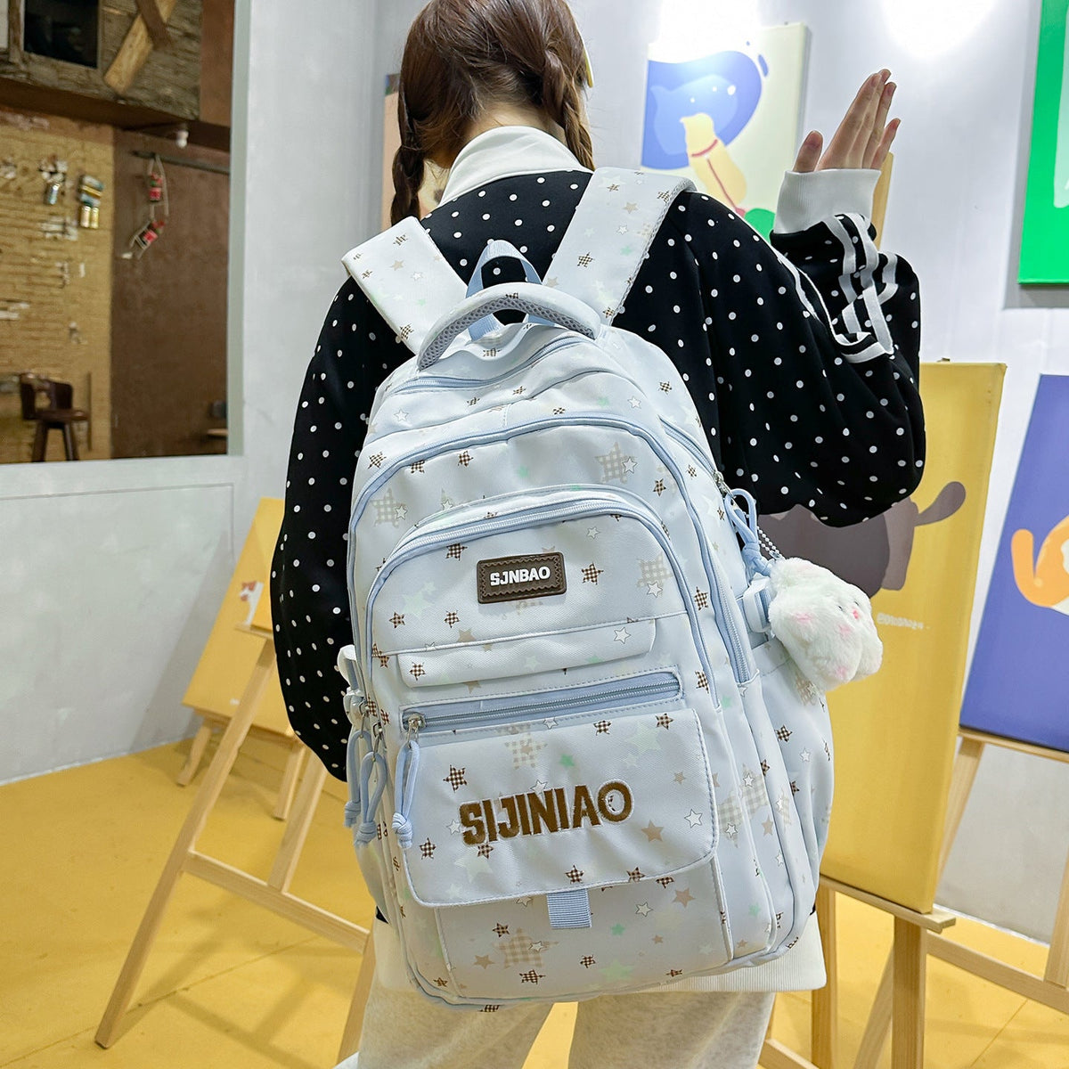 Cute Star-Embellished Everyday Backpack LoungeYard — product view 2