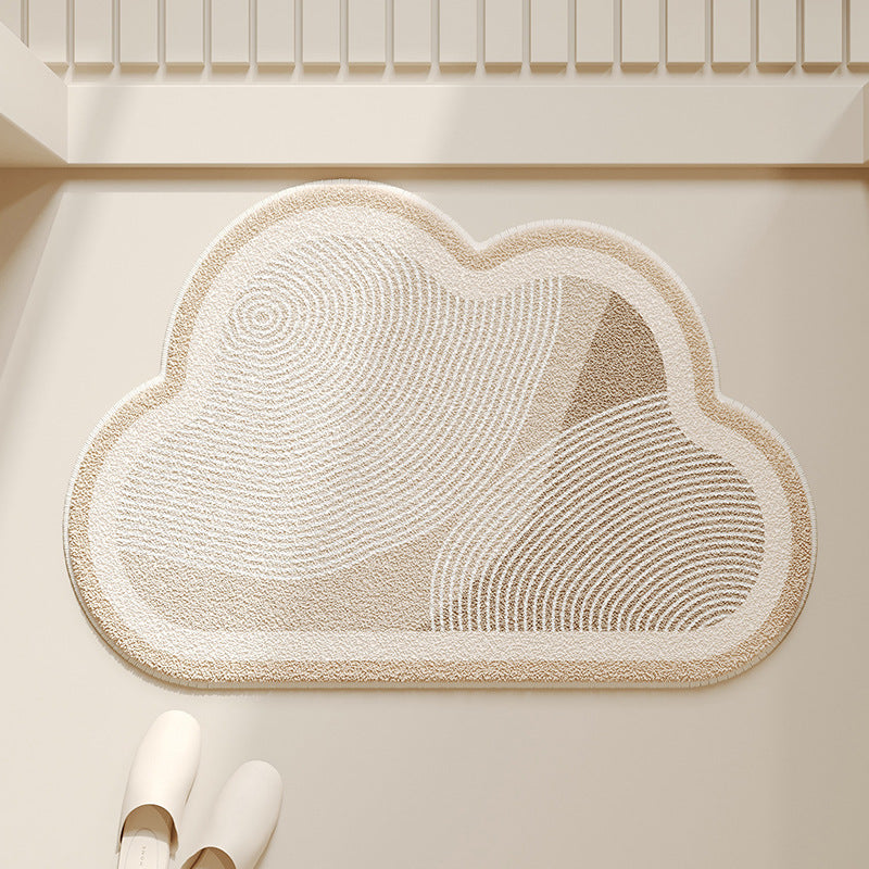 Cloud-Shaped Absorbent Microfiber Bath Mat with Anti-Slip Backing and Textured Concentric Pattern — product view 5