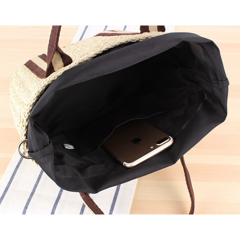 Handbag Made of Braided Natural Material with Removable Leather Strap LoungeYard — product view 4