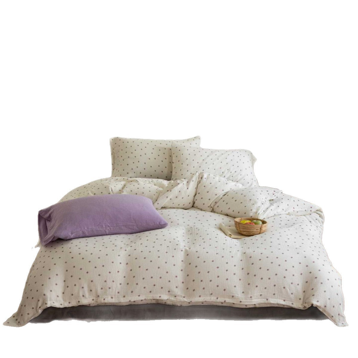 Soft double gauze bedding set with small floral all-over print and reversible function — product view 2