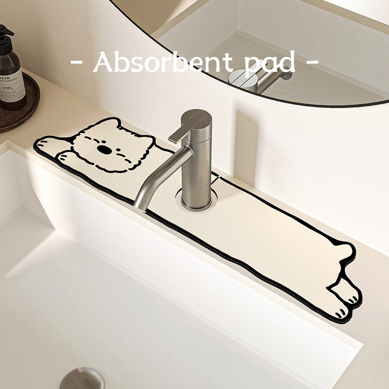 Decorative Silicone Faucet Sink Protector Mat with Dog-Shaped Counter Splash Guard — product view 2
