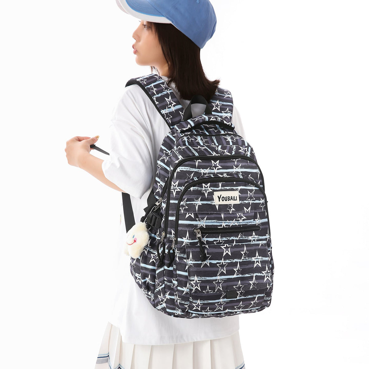 Fun Star-Patterned School Backpack LoungeYard — product view 3