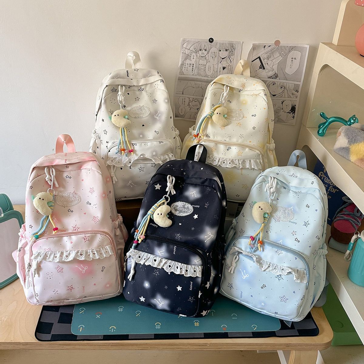 Charming Star-Embellished Casual Backpack LoungeYard 1791205440 — product view 4
