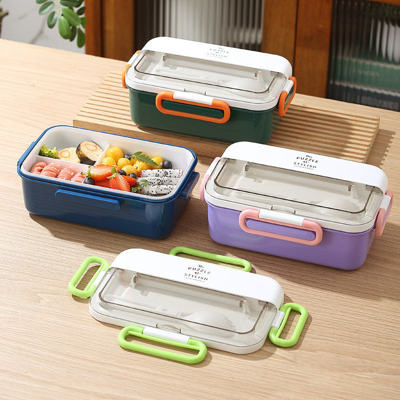 Multi-Compartment Lunch Box with Built-In Utensil Set — product view 1