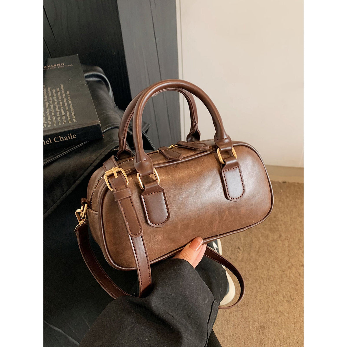 Compact Leather Handheld Satchel LoungeYard — product view 1