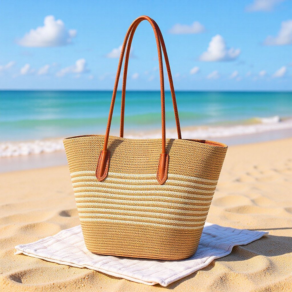 Sleek beach bag with matching sun hat LoungeYard — product view 1