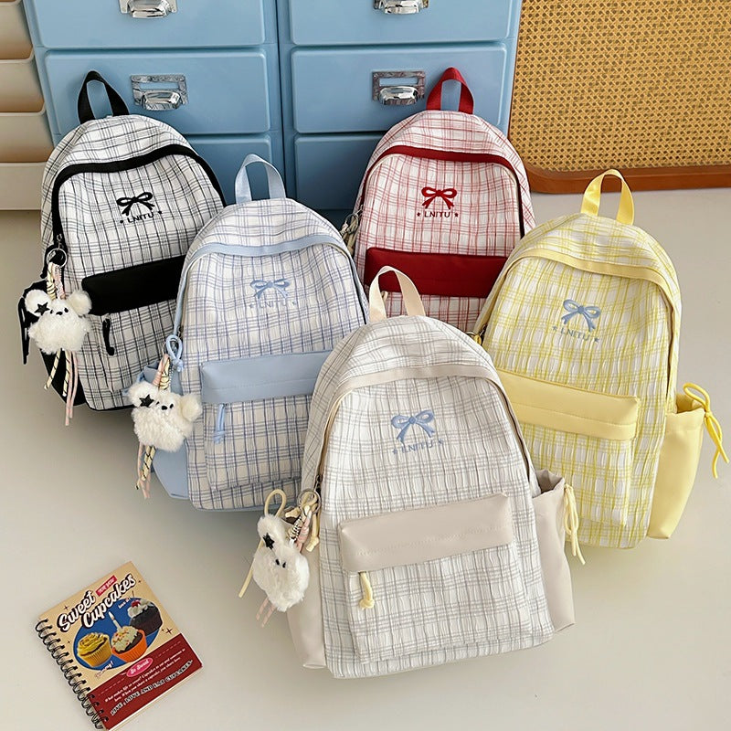 Checked Patterned Casual Backpack LoungeYard — product view 4