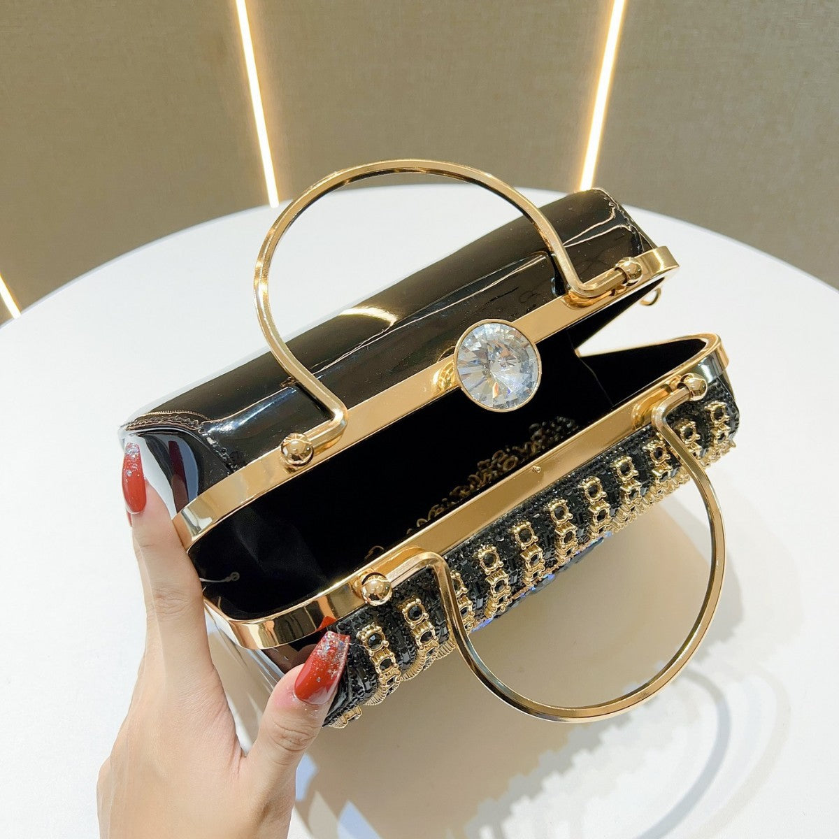 Vintage-Inspired Crystal-Embellished Handbag — product view 3