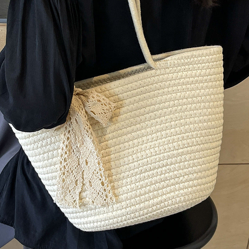 Handcrafted Decorative Straw Tote Bag — product view 7