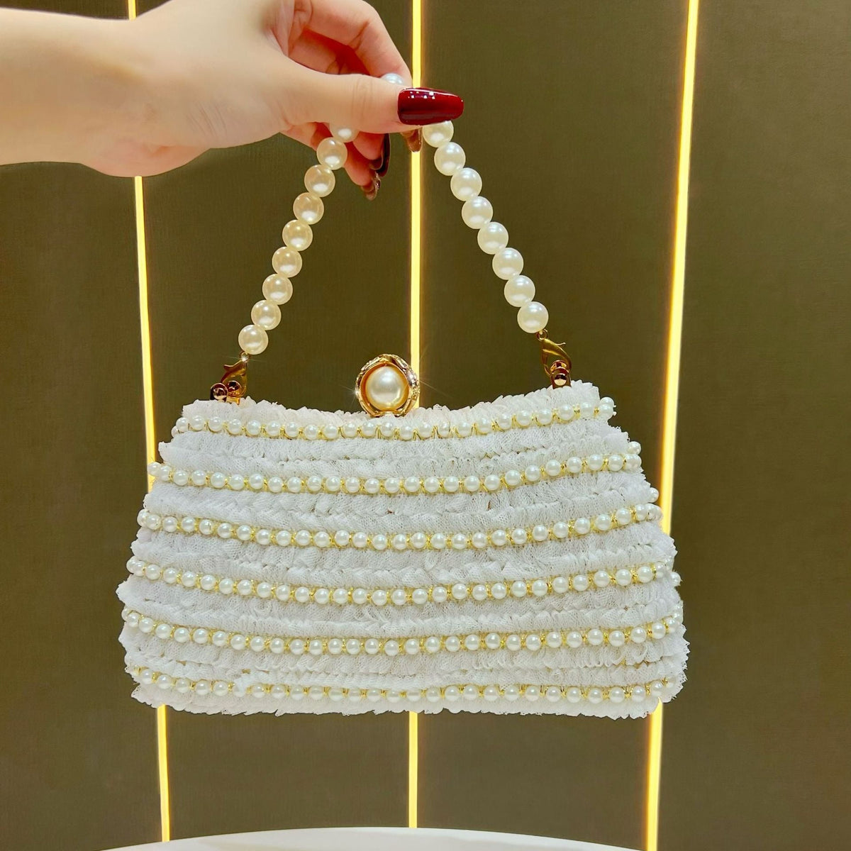 Elegant Pearl-Embellished Handbag — product view 6