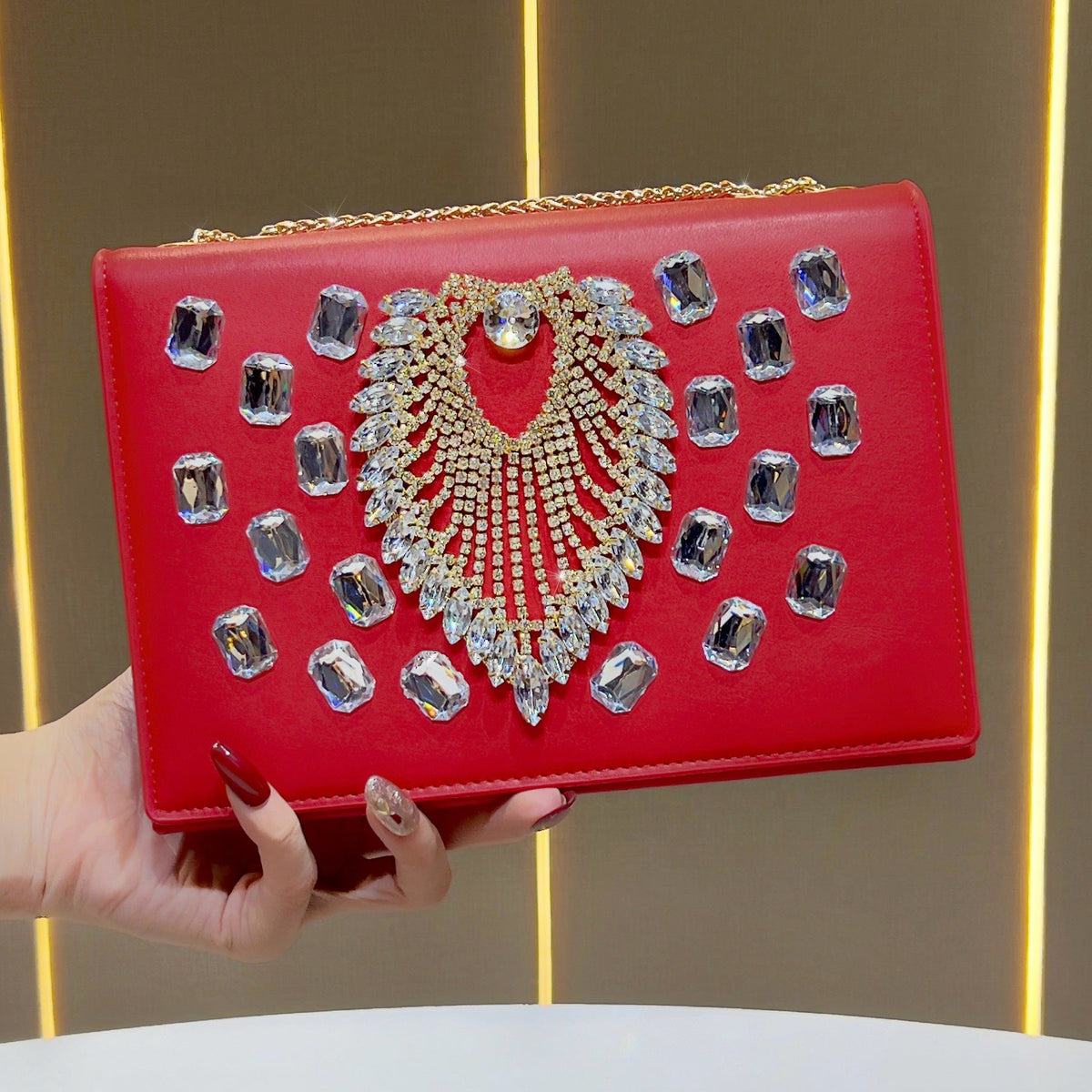 Decorative Crystal-Embellished Evening Clutch — product view 7