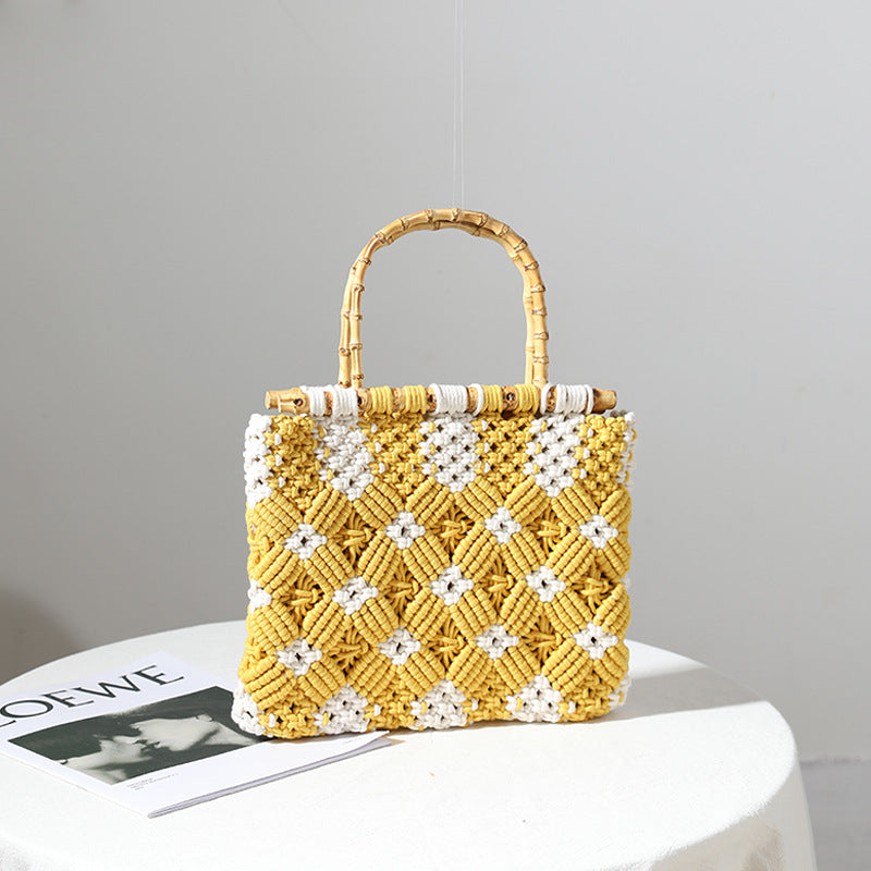 Stylish, Braided Handbag with Unique Checkered Pattern LoungeYard — product view 1
