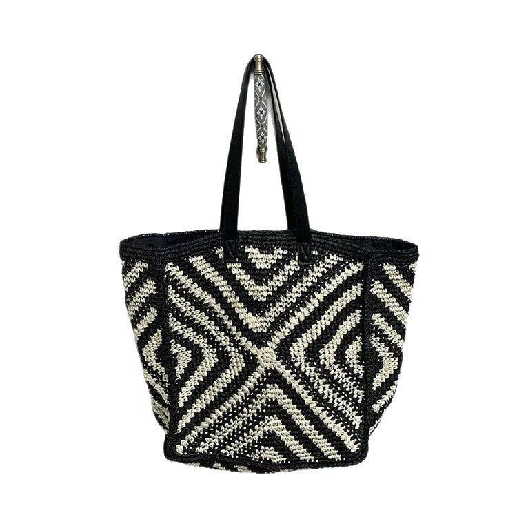 Designer basket bag with graphic pattern LoungeYard — product view 4