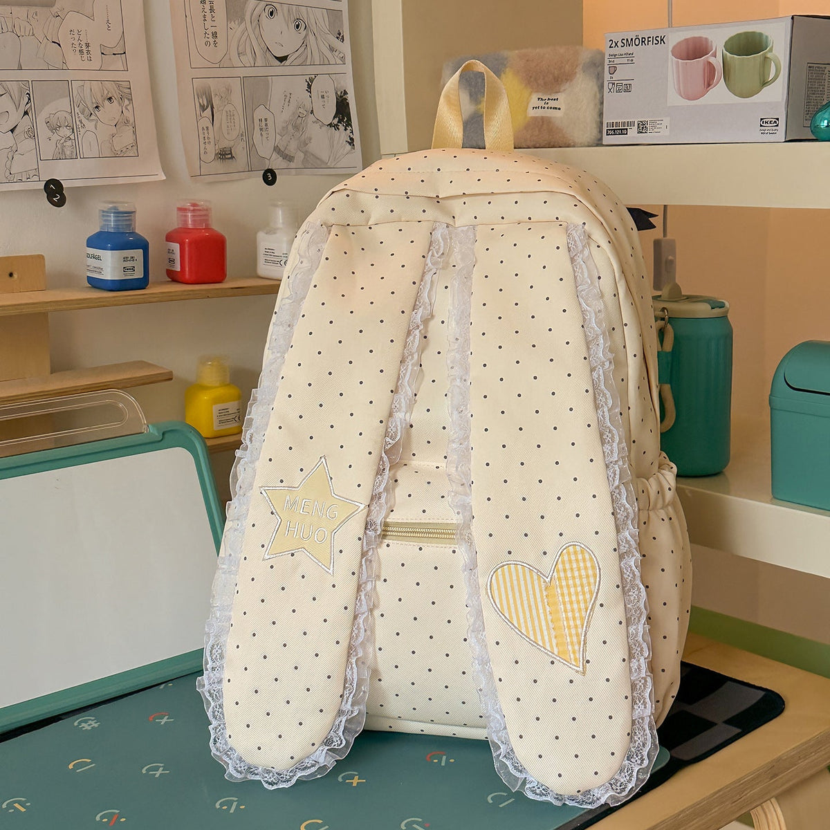 Cute Bunny-Ear Design Embellished Backpack LoungeYard — product view 7