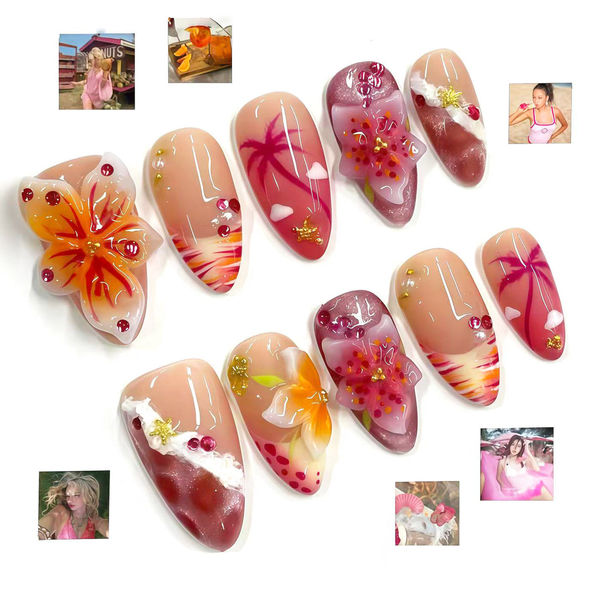 Artistic Floral-Design Press-On Nail Kit — product view 1