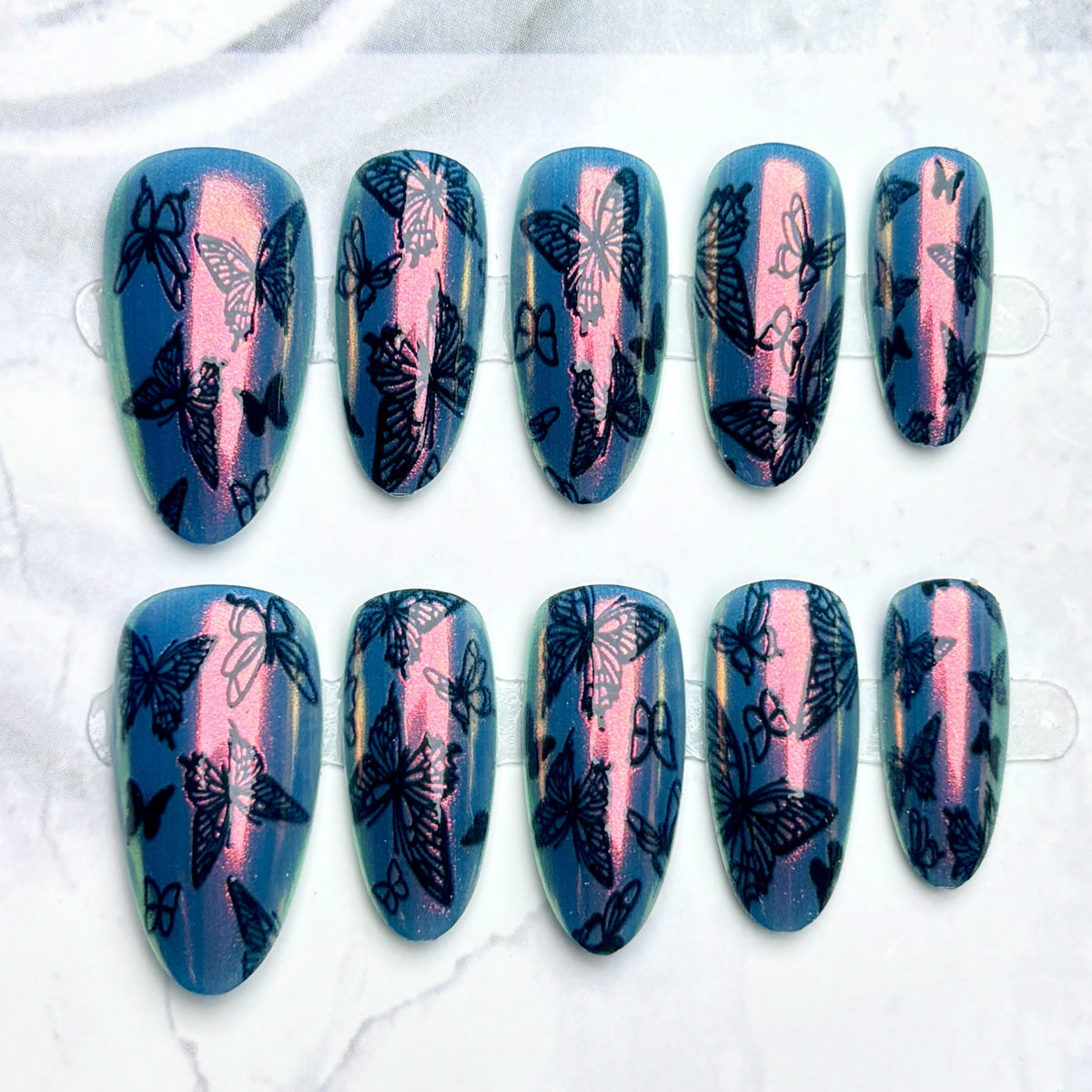 Artistic Press-On Nail Art Set with Butterfly Design — product view 1