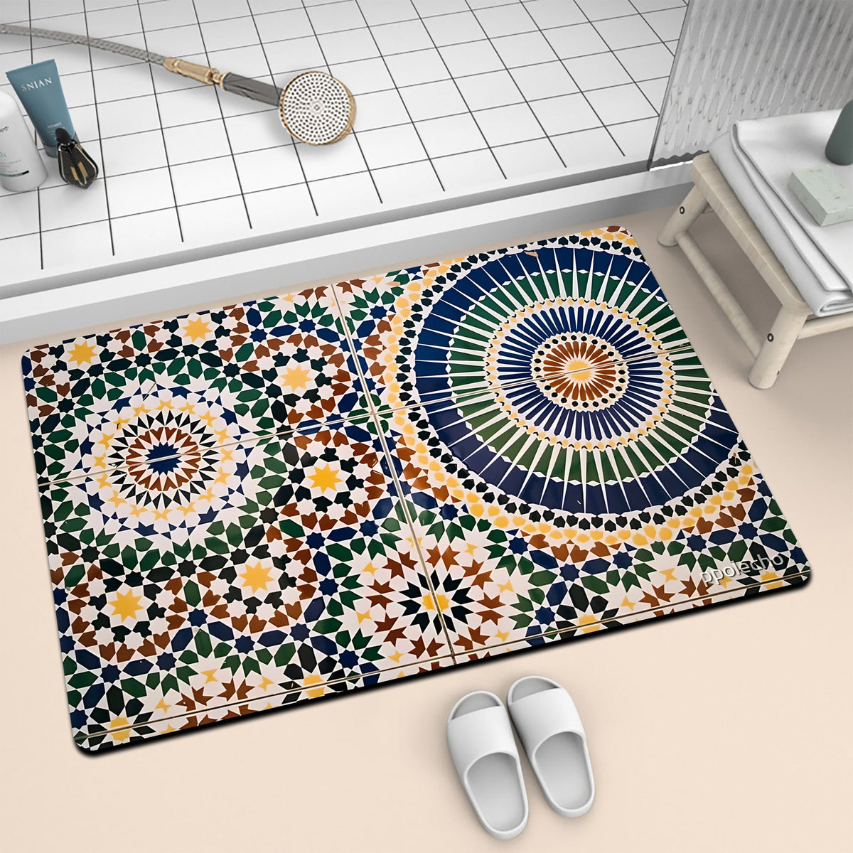 Colorful Geometric Pattern Bath Mat LoungeYard — product view 1